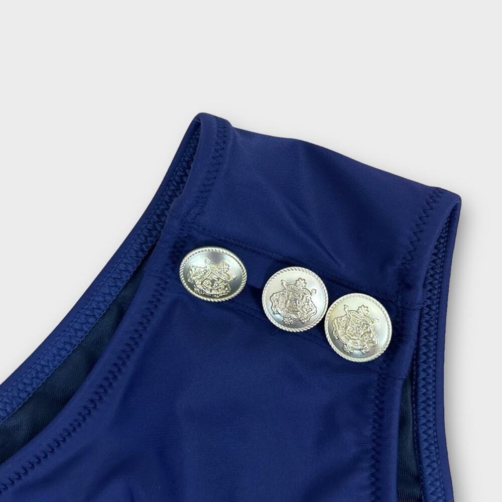 J. Crew Cut Out Full Coverage One Piece Swimsuit with Buttons Navy Size 22 - Picture 7 of 11